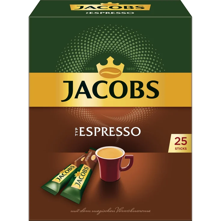 Jacobs Typ Espresso, löslicher Kaffee, Instantkaffee, 25 Einzelportionen – Bild 1
