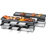 Rommelsbacher RC 1600 Raclette-Grill fun for 4+4 Tischgrill, für 8 Personen, erweiterbar, Parkdeck, Alu-Druckguss-Grillplatte mit Xylan Plus Antihaftbeschichtung, 1590 W silber