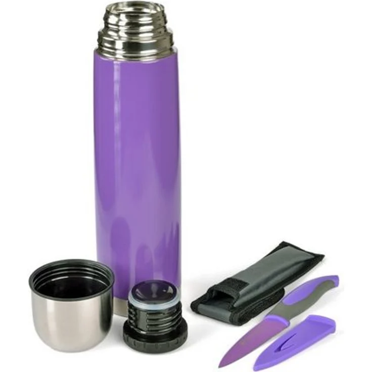 Gräwe Isolierflasche mit Messer THERMOHOME, 1 l, lila – Bild 1