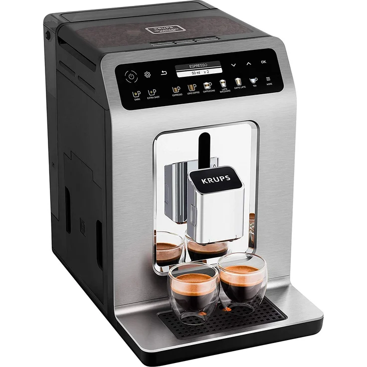 Krups EA894T Evidence Plus Kaffevollautomat, XL OLED-Farbdisplay, Barista Quattro Force Technologie, 16 Kaffee-Variationen, 3 Tee-Variationen, One-Touch-Cappuccino Funktion Titanium-Metallic, mit Milchsystem und integriertem Mahlwerk – Bild 2