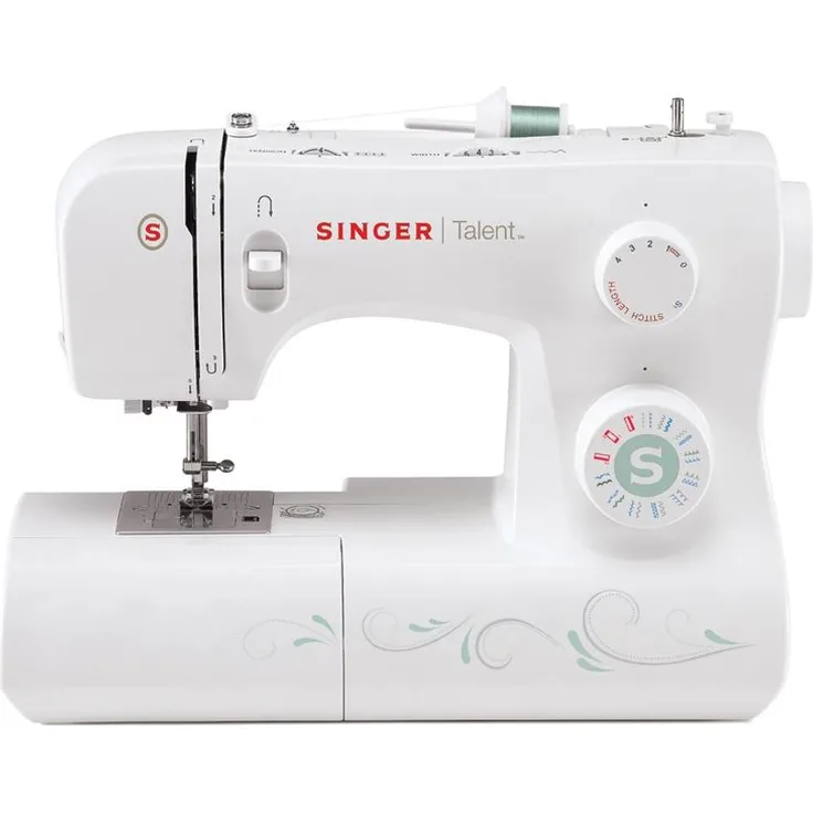 Singer Talent 3321 Freiarm-Nähmaschine 21 Nähprogramme Nadeleinfädler Rückwärtsnähen  Freiarm-Nähmaschine, weiß