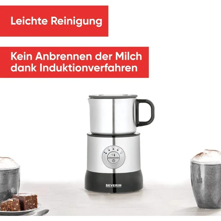 Severin SM 3583 Induktions-Milchaufschäumer, 500 Watt, 0,7L, Abschaltautomatik, Edelstahl-gebürstet/schwarz – Bild 6