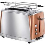Russell Hobbs Toaster Luna Edelstahl-Kupfer, inkl. Brötchenaufsatz, 6 einstellbare Bräunungsstufen + Auftau- & Aufwärmfunktion, Schnell-Toast-Technologie, 1550W, 24290-56