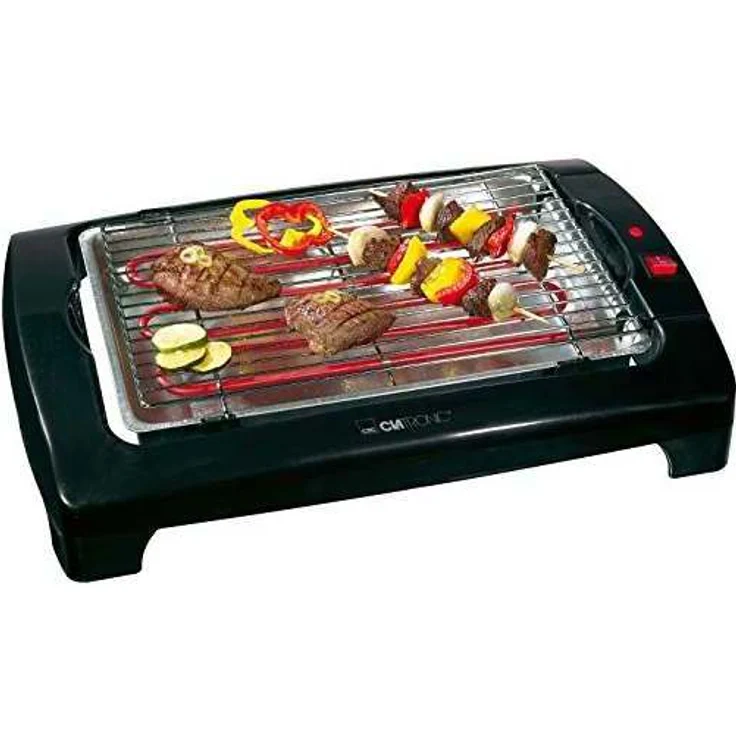 Clatronic BQ 2977 N Barbeque-Tischgrill, Metall-Auffangschalen, Cool Touch-Gehäuse, Schwarz, 2000 Watt – Bild 1