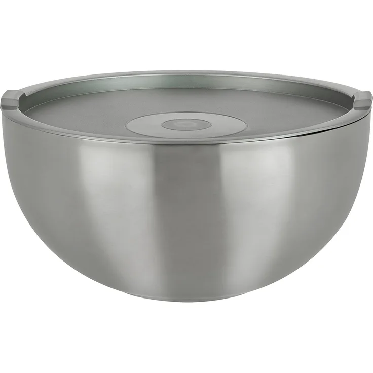 GSW 552301 Thermoschüssel mit Kunststoffdeckel, Edelstahl, silber, 30 cm