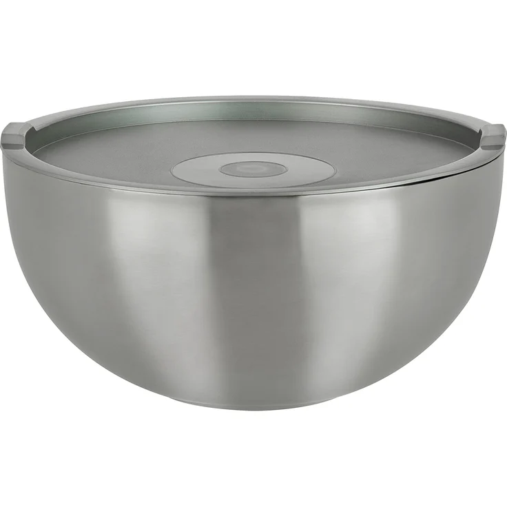 GSW 552301 Thermoschüssel mit Kunststoffdeckel, Edelstahl, silber, 30 cm