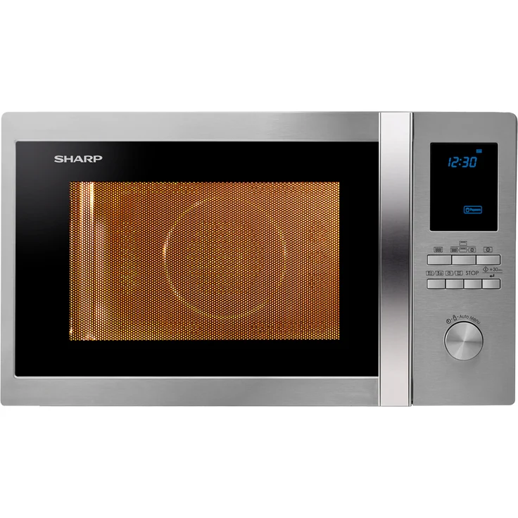 Sharp R982STWE 3-in-1 Mikrowelle mit Grill und Heißluft, Standgerät, 42 Liter Garraum, 1000 Watt, 10 Automatikprogramme, LED-Display mit Uhr, Glasdrehteller 34,5 cm, Edelstahl  – Bild 3