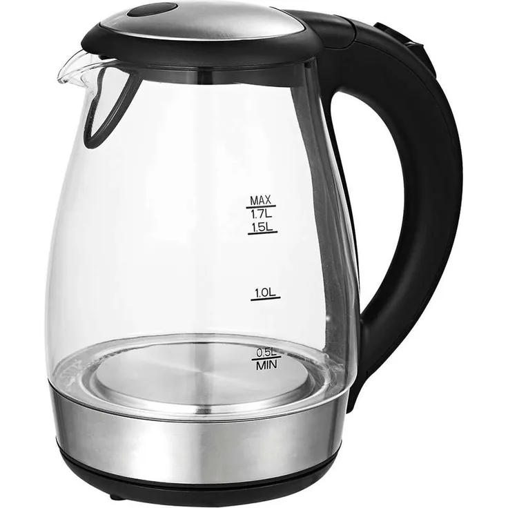 TZS First Austria FA-5405-8 Glas-Wasserkocher, 2200W, 1,7L, Wasserstandsanzeige, schwarz