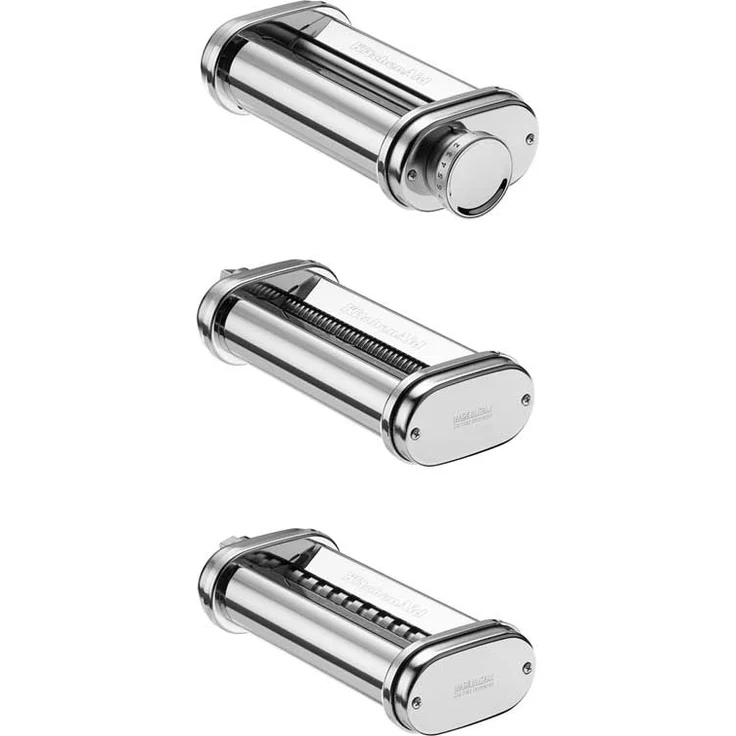 KitchenAid 5KSMPRA Nudelvorsatz, 3-teiliges-Set, Pasta-Roller, Fettuccineschneider, Spaghetti-Walze, aus Edelstahl – Bild 1