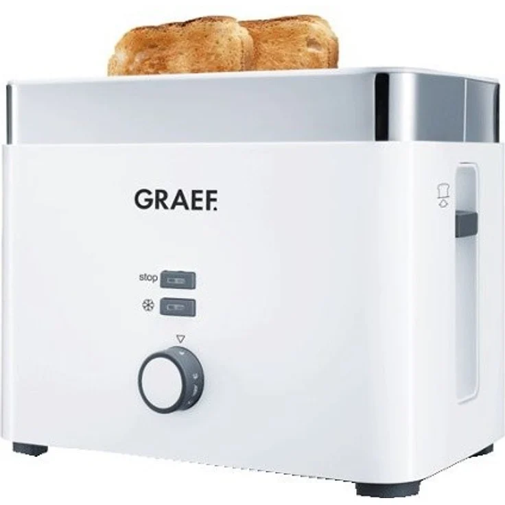 Graef TO 61 2-Schlitz-Toaster, 1000 Watt, 6 Bräunungsstufen, Kunststoff, Edelstahl, weiß – Bild 1
