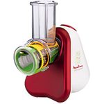 Moulinex DJ7535 Fresh Express 3-in-1, 150W, Akku-Reibe, 3 Trommmelsätze, Kunststoff, rot, weiß