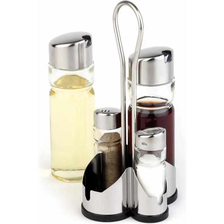 APS 40460 ECONOMIC Glas Menage mit Edelstahlabdeckung und Non-Drip Spout, 11 x 10.5 x 22 cm