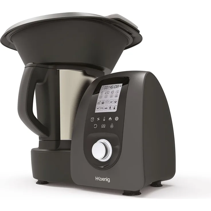 H.Koenig HK8 Foodprozessor, 1000W, 2L Schüssel, 9 Geschwindigkeiten, Turbo-Funktion, 30+ Kochfunktionen, schwarz