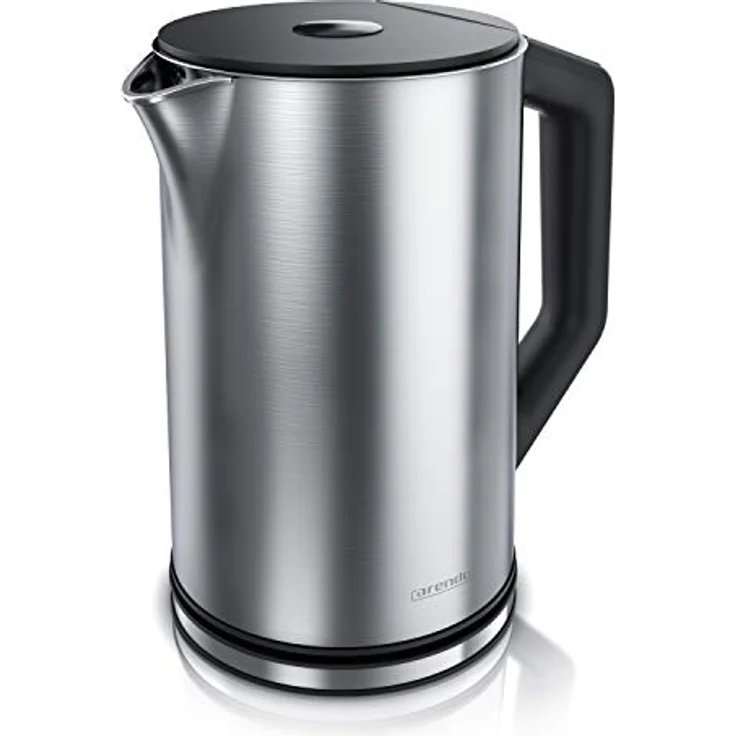 Arendo Edelstahl Wasserkocher mit Temperatureinstellung 40-100 Grad in 5er Schritten - Doppelwand Design - Modell ELEGANT - 1,5 Liter - 2200 W - Teekocher mit Temperaturanzeige - GS - Silber – Bild 1