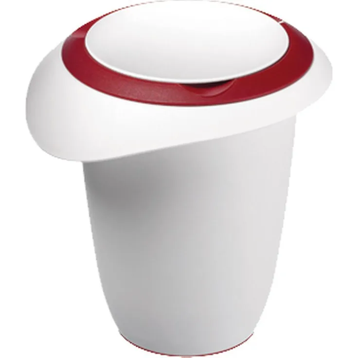 Westmark Quirltopf mit Spritzschutz, Deckel und Ausgießer, Kunststoff, Füllvolumen: 1 Liter, Weiß-Rot, 3151227R
