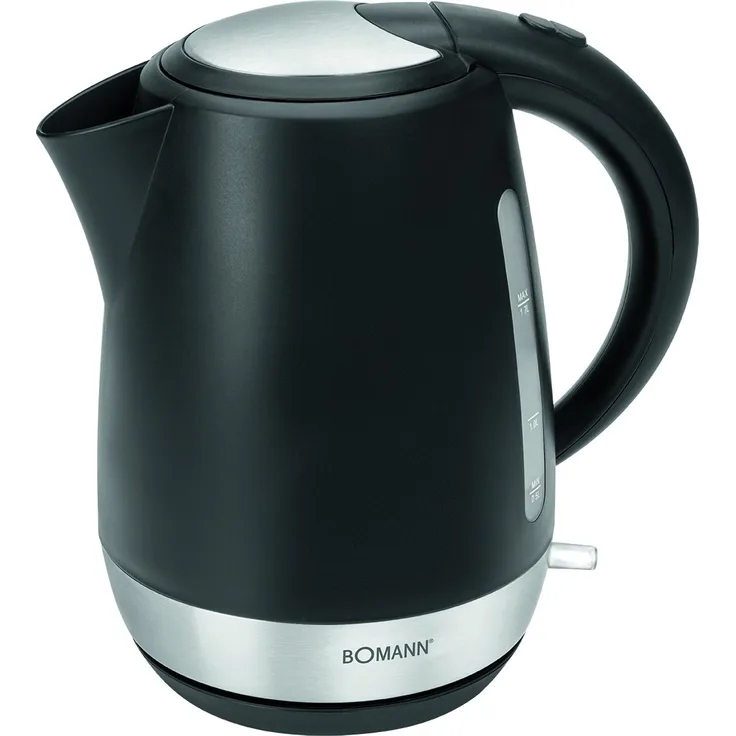 Bomann WK 3004 CB Wasserkocher 1,7 L, verdecktes Heizelement, Kalkfilter, automatische und manuelle Abschaltung, 2 außenliegende Wasserstandsanzeigen, 2200 Watt max.