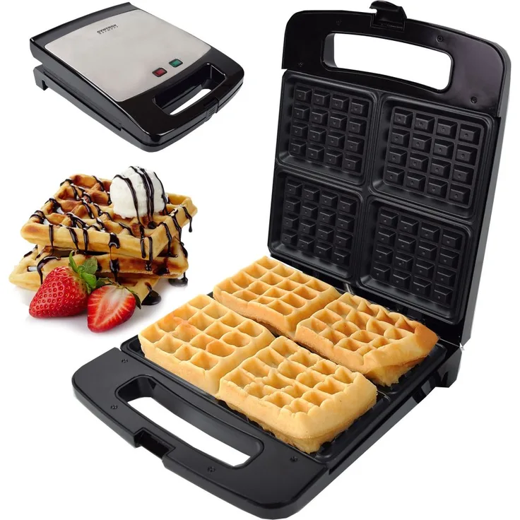 Syntrox WM-1400w-4 Waffeleisen, Brüsseler Waffeln, Antihaftbeschichtet, 2000 Watt