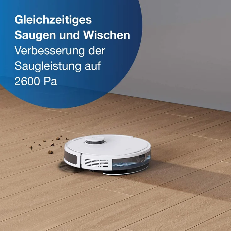 Ecovacs Deebot N8 Pro Saugroboter mit Wischfunktion, True Mapping und TrueDetect 3D Technologie, 110 min Akkubetrieb, 2.600 Pa Saugleistung – Bild 12