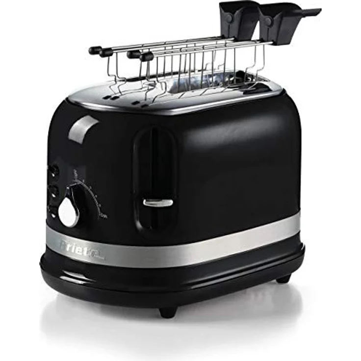Ariete 149BK 2-Schlitz-Toaster, 815W, automatischer Auswurf, Krümelschublade, Zange, schwarz