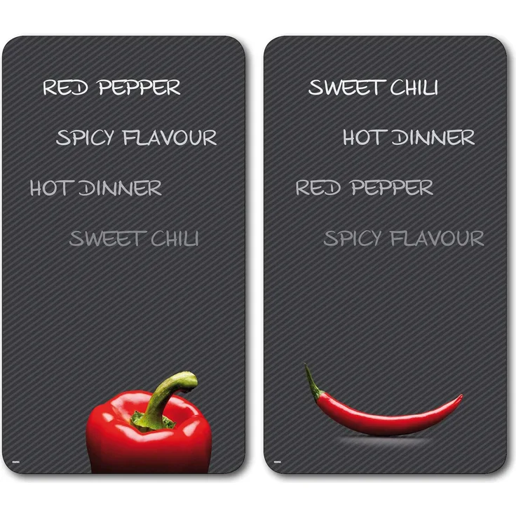 Kesper 3652513 Multi-Glasschneideplatte, 2-er Pack, Motiv: Chili, Maße: 52 x 30 x 1.2 cm