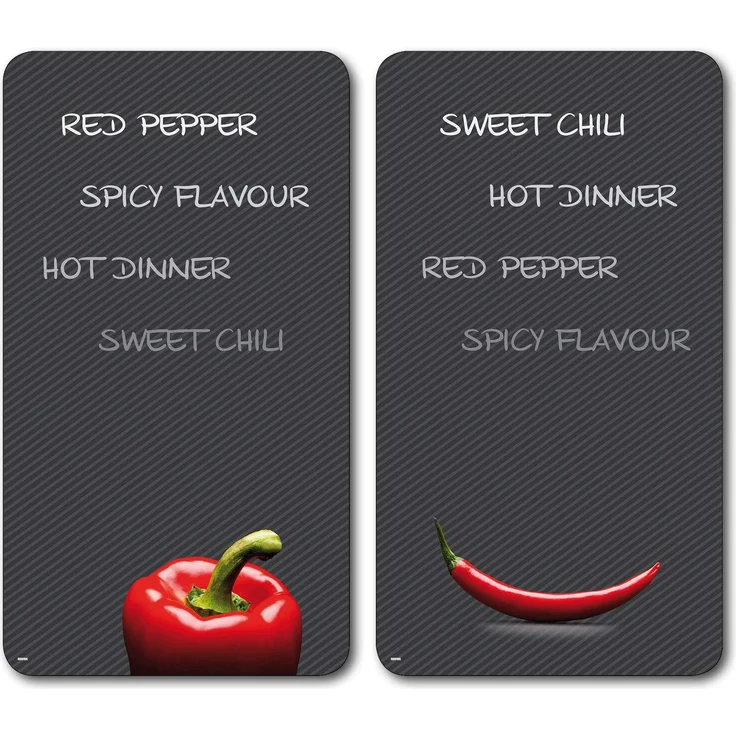 Kesper 3652513 Multi-Glasschneideplatte, 2-er Pack, Motiv: Chili, Maße: 52 x 30 x 1.2 cm
