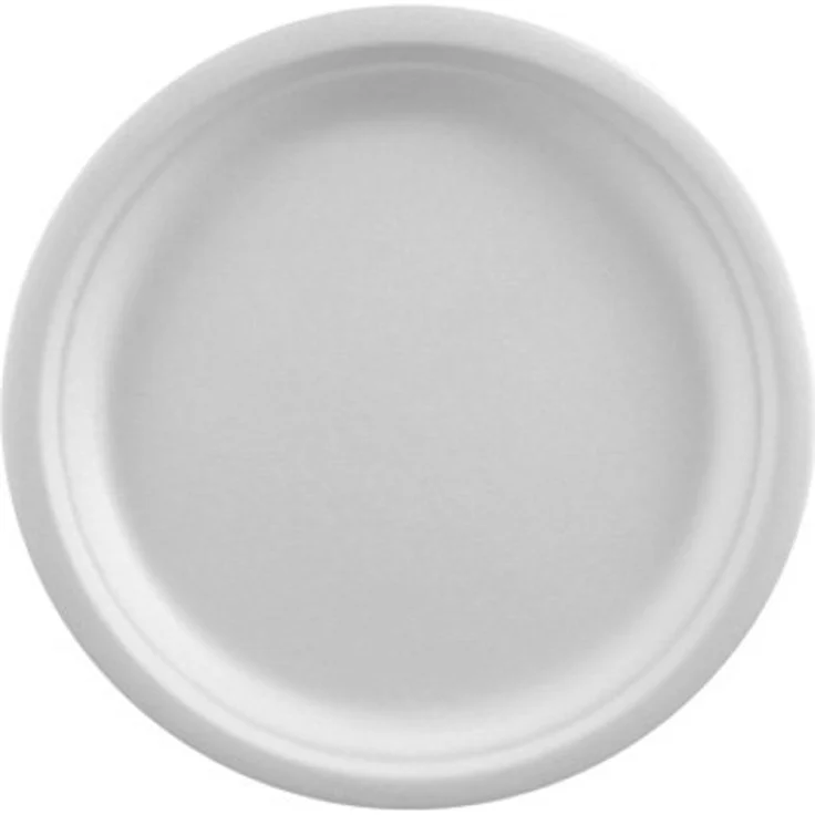 Papstar Pappteller Einwegteller weiß pure (50 Stück) tief, rund Ø 23 cm, Randhöhe 2 cm, ungeteilt, aus Zuckerrohr, für Grillfest, Geburtstag oder Party – Bild 1