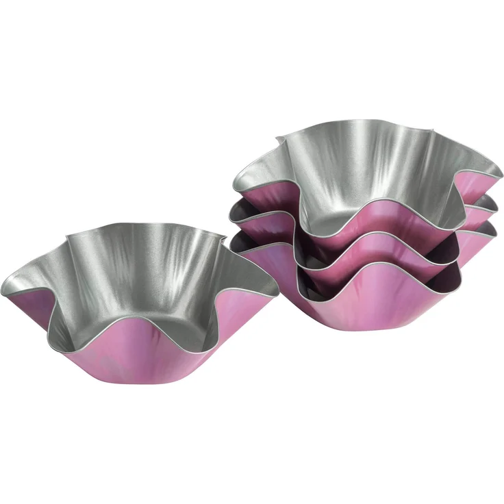 Zenker creative studio Backförmchen gewellt, ausgefallene Backformen, Kuchenform mit Antihaftbeschichtung, kreatives Backen (Farbe: rosa, silber), Menge: 4 Stück – Bild 2