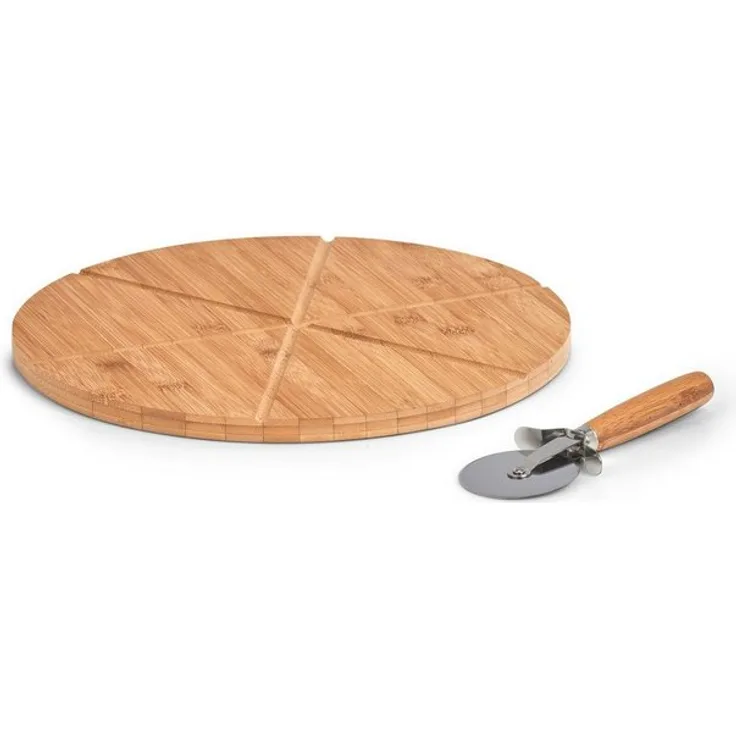Zeller Present Pizzaschneidebrett, Bambus, Metall, (Set, 2-St), inkl. Pizzaschneider