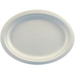 Papstar Pappteller Einwegteller weiß, oval pure (50 Stück), 26 x 20 x 2 cm, aus Zuckerrohr, für Feste Geburtstage Feiern, mikrowellengeeignet