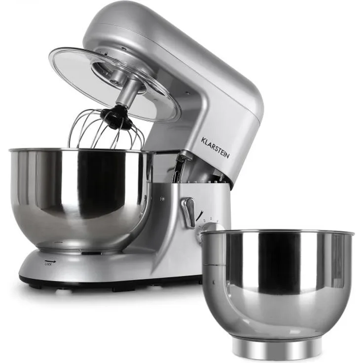 Klarstein Bella Argentea Komplettset Küchenmaschine + Zusatzschüssel, silber