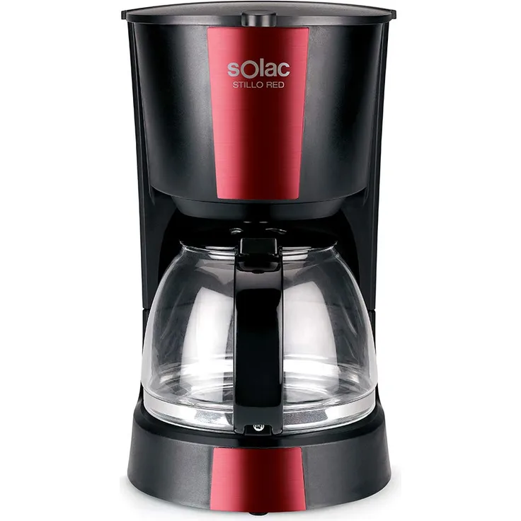 Solac CF4029 Stillo Red Kaffeemaschine mit 1,2 l Fassungsvermögen, 12 Kaffeetassen, 900 W, Schwarz und Rot