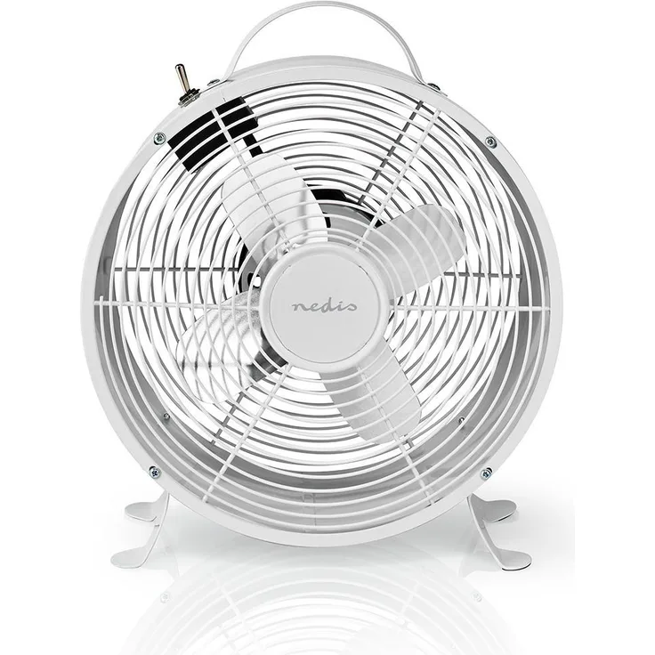 Nedis Tischventilator | Netzstromversorgung | Durchmesser: 25 cm | Höhe: 33.5 cm | 20 W | 220 - 240 V AC 50 Hz | Anzahl Geschwindigkeitseinstellung: 2 | Weiss