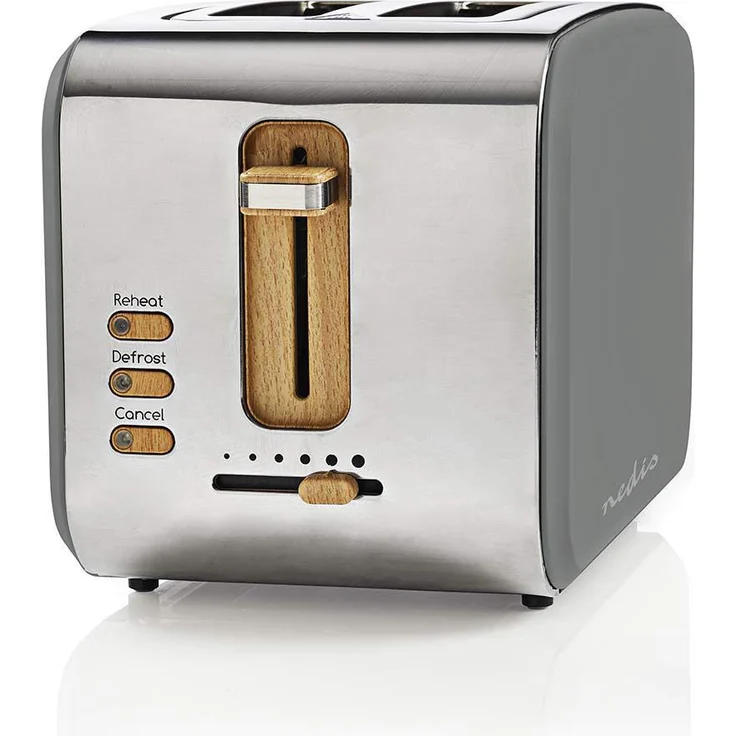 Nedis Toaster, 2 breite Öffnungen, Soft-Touch, grau – Bild 1