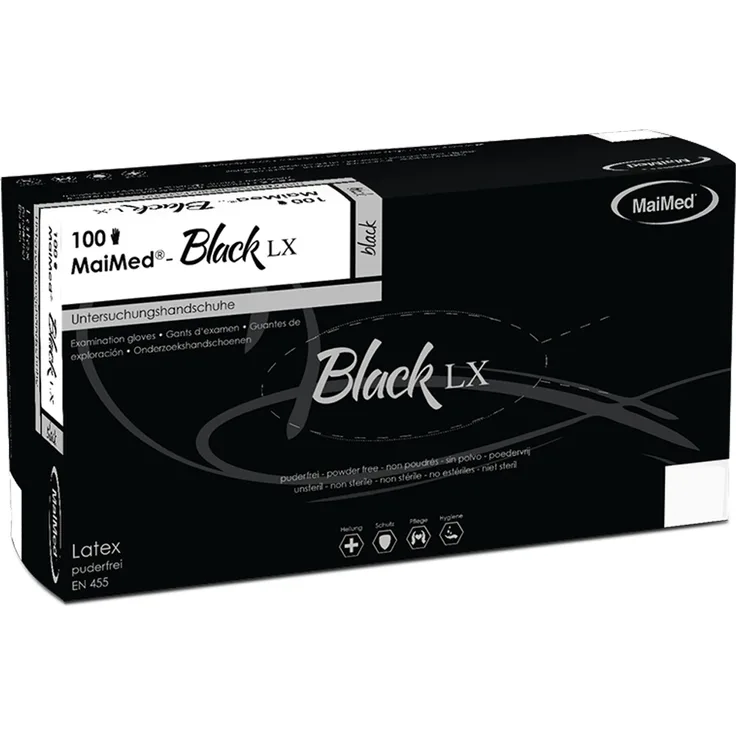 MaiMed Black LX S Einmalhandschuhe aus Latex PZN 07796255