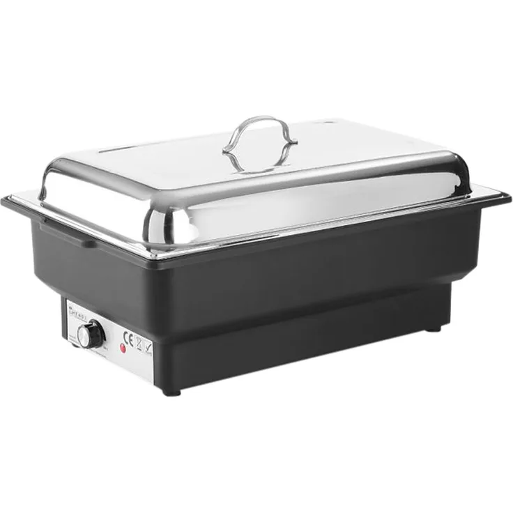 HENDI Chafing dish Tellano, Speisenwärmer, Buffetwärmer, Wärmebehälter, 9L, 230V, 900W, 573x348x(H)284mm, Edelstahl, Polypropylen