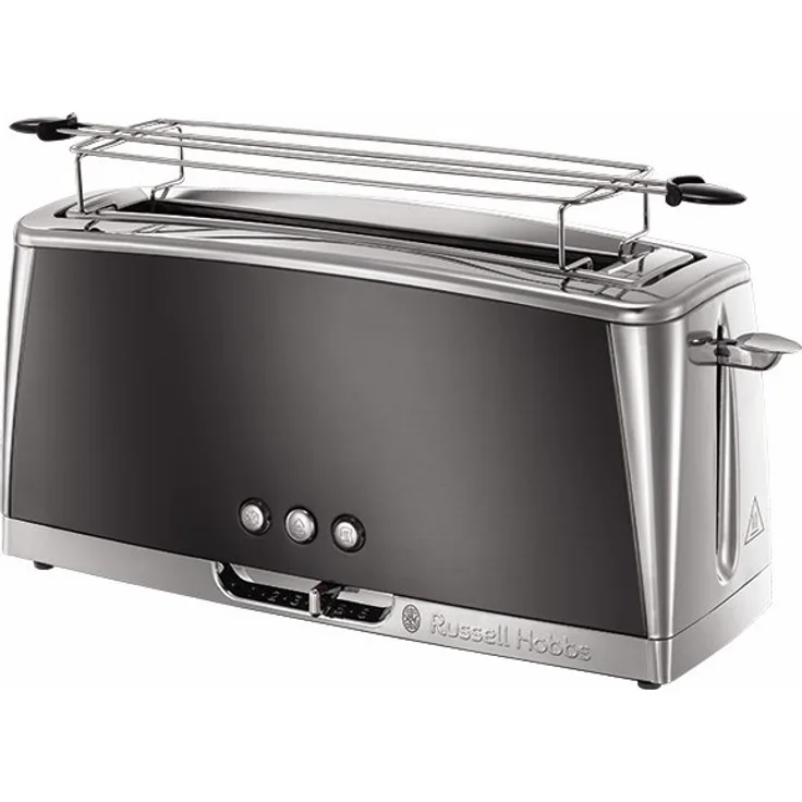 Russell Hobbs Toaster Langschlitz Luna grau, inkl. Brötchenaufsatz, 6 einstellbare Bräunungsstufen + Auftau- & Aufwärmfunktion, Schnell-Toast-Technologie, 1420W, 23251-56