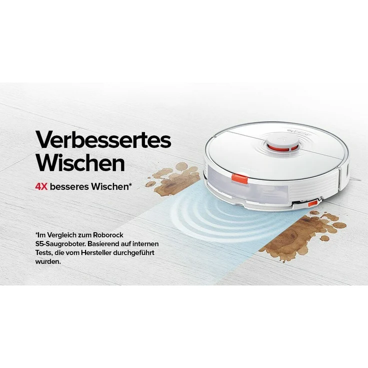 Roborock S7 Saugroboter mit Wischfunktion, 180 min Akkubetrieb, 2.500 Pa Saugleistung, vibrierende Wischplatte, App- und Sprachsteuerung, weiß – Bild 5