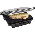 Bestron Antihaftbeschichteter Sandwich--Panini-Kontaktgrill mit Auffangschale, 1000 W, Schwarz
