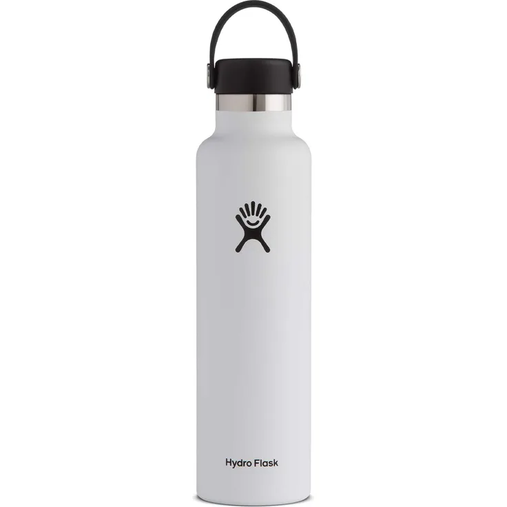 Hydro Flask Trinkflasche 709 ml (24 oz), Edelstahl und vakuumisoliert, Standard-Öffnung mit auslaufsicherer Flex Cap, White