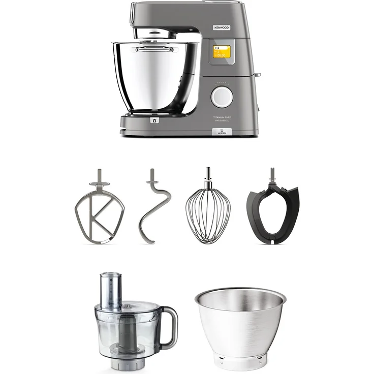 Kenwood KWL90.244SI Titanium Chef Patissier Küchenmaschine mit integrierter Waage, 1400W, DuoBowls - 5 Liter und 7 Liter, 13 Geschwindigkeiten, silber, Serie: Titanium Chef – Bild 2