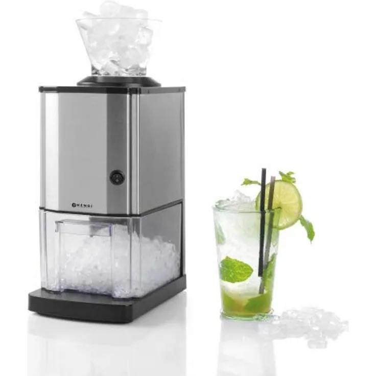 Hendi Eiszerkleinerer, Eismaschine, Eiscrusher, Verarbeitet bis zu 12 kg Eis pro Stunde, Kapazität von 12 Tassen, 230V, 80W, 170x260x(H)460mm, Edelstahl, Polypropylen, ABS Kunststoff, 271520