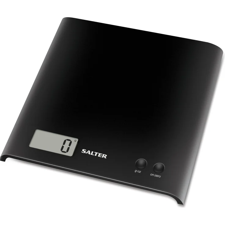 SALTER digitale Küchenwaage, elektronische Waage für die Küche, LCD-Display, Zuwiegefunktion, einfach zu reinigen & platzsparend, max. Traglast 3kg, schlankes Design, schwarz – Bild 1