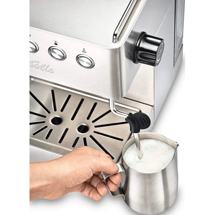 Solis Barista Gran Gusto Espressomaschine, Programmierbare Tassengröße, Dampf- und Heißwasserfunktion, 58 mm Profi-Siebhalter, 15 bar, 1,7 l Wassertank, Edelstahl, (Typ 1014) – Bild 5