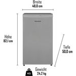 Telefunken CF-31-121-S Kühlschrank, freistehend, silber, Breite 48 cm, Energieklasse E