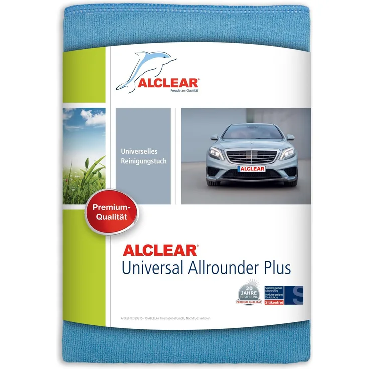 ALCLEAR 89915 Universal Allrounder Plus, Microfasertuch geeignet für Fast alle Oberflächen, Auto, Haushalt, Boot 40 x 40 cm, blau