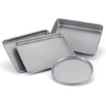 Farberware Bakeware Toaster-Ofen-Set mit Antihaftbeschichtung, 4-teilig, Grau