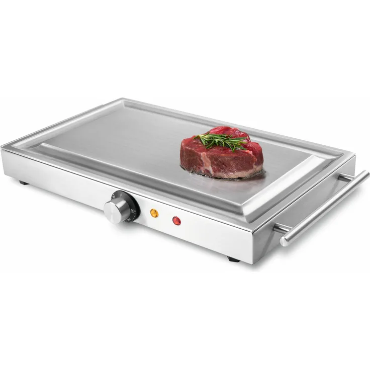 Formitable TEPPANyaki Edelstahlgrill M1500, 41 x 20 cm Tischgrill, bis 250°C, Multifunktionsrille für austretendes Fett, Made in Germany