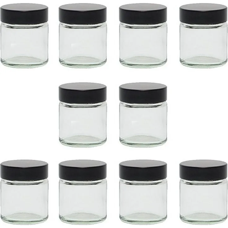 Viva Haushaltswaren 10 x Glastiegel 30 ml, kleine Glasdosen mit Deckel als Cremetiegel, Schraubdeckelglas, Gewürzglas, Kosmetikdose etc. verwendbar inkl. Beschriftungsetiketten