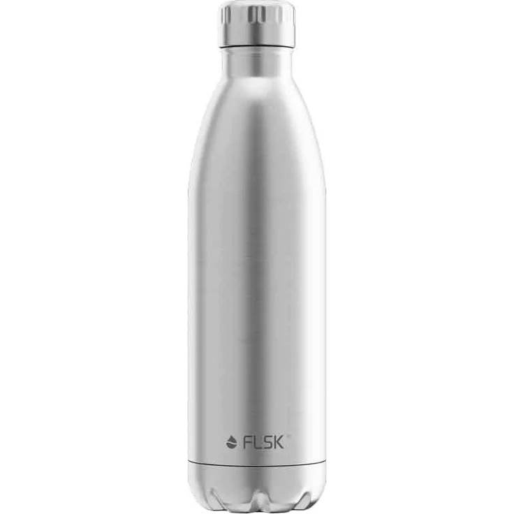 FLSK Das Original New Edition Edelstahl Trinkflasche – Kohlensäure geeignet 18 Stunden heiß, 24 Stunden kalt, 0,75l, silber – Bild 1