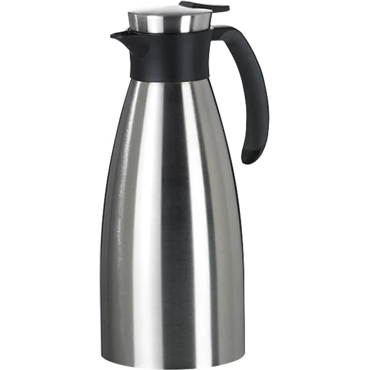 Emsa 514499 Isolierkanne, Edelstahl, 1,5 Liter, Quick Tip Verschluss, Soft Grip, schwarz – Bild 1